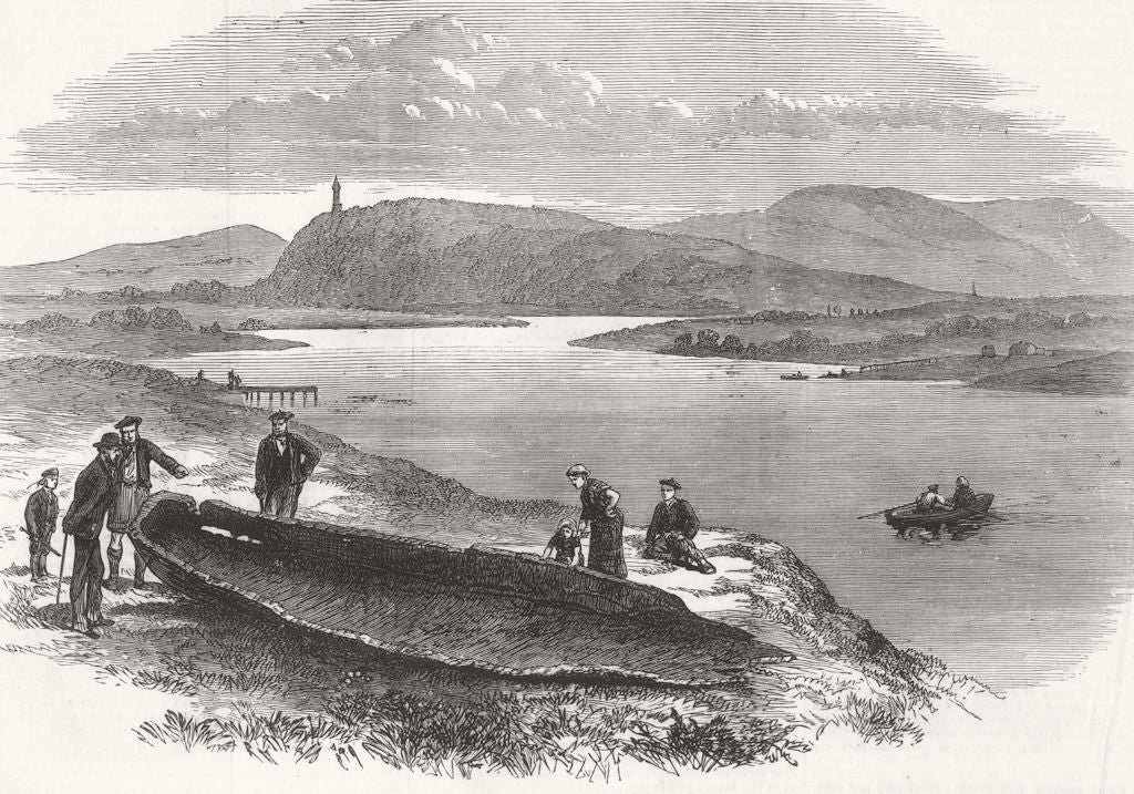 SCOTLAND. Ancient boat found, River Forth, Stirling 1874 old antique print